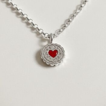 Sterling Silver Jammy Dodger Biscuit Necklace Gift, 2 of 4