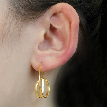 Double Loop Curl Gold Plated Silver Earrings, 3 of 4
