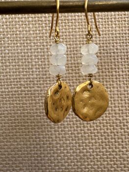 Aurora Hammered Coin Gemstone Earrings, 6 of 8
