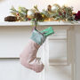 Luxury Mini Christmas Stocking Pink Blush Velvet, thumbnail 1 of 6