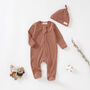 Tiny Alpaca Organic Cotton Baby Sleepsuit And Hat, thumbnail 9 of 9