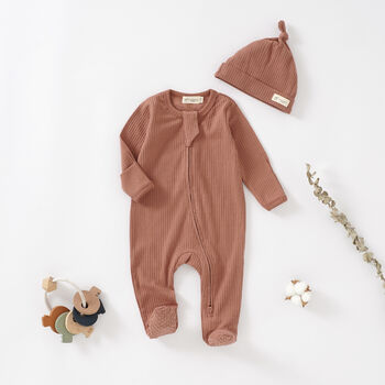 Tiny Alpaca Organic Cotton Baby Sleepsuit And Hat, 9 of 9