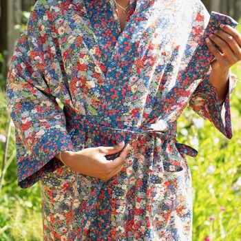 Long Kimono Robe Thorpe Made With Liberty Fabric, 3 of 8