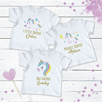 Personalised Sisters Unicorn T Shirts, 3 of 11