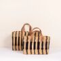 Decorative Reed Storage Basket, Indigo Stripe, thumbnail 1 of 8