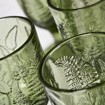 Set Of Four Botanical Fern Green Wine Goblets, 3 of 7