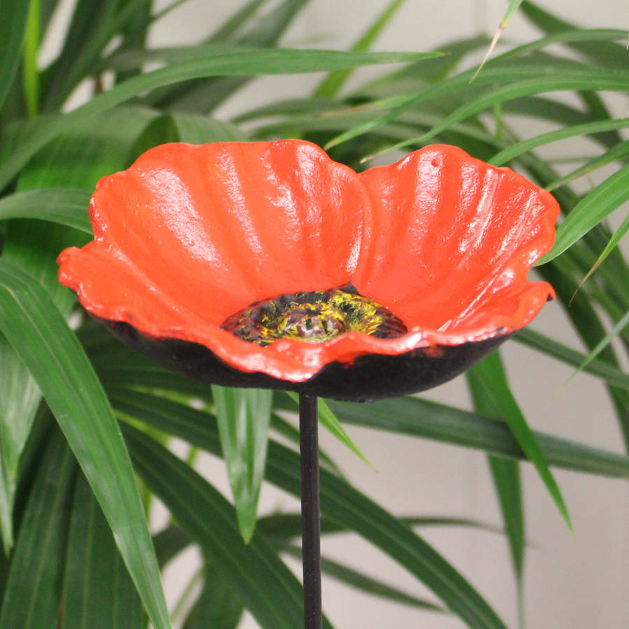 cast iron poppy bird feeder garden ornament by garden selections
