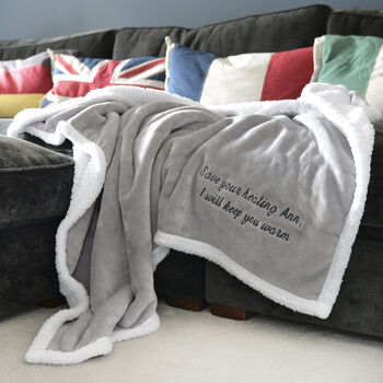Personalised Save On Your Heating Warm Grey Blanket, 5 of 9