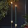 Christmas Dark Green Ribbed Dinner Candles, thumbnail 1 of 3