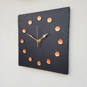 Slate And Copper Square Clock, 3 of 4