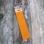Blue Speck And Mustard Personalised Leather Bookmark, thumbnail 1 of 7