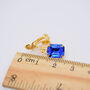 Sapphire Blue Gold Plated Fan Clip On Earrings, thumbnail 2 of 4