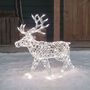 Plug In 200 Dual Coloured LED White Rattan Reindeer, thumbnail 2 of 3