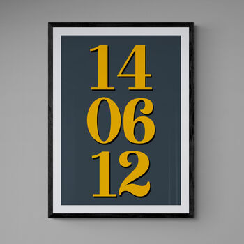 Personalised Special Date Grey And Yellow Wall Art, 2 of 7