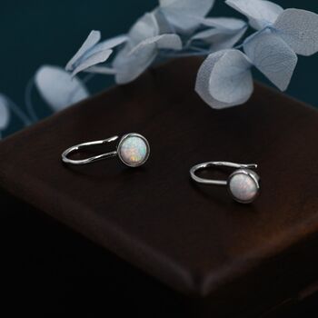 Sterling Silver White Opal Drop Earrings, 5 of 12
