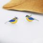 Blue Tit Bird Stud Earrings In Sterling Silver, thumbnail 4 of 12