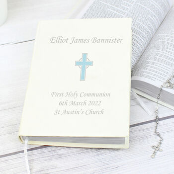 Personalised Eco Friendly Blue Cross Holy Bible, 3 of 6