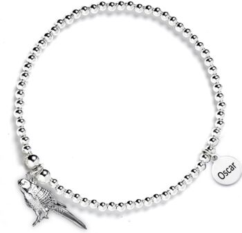 Personalised Sterling Silver Budgie 3D Charm Bracelet, 2 of 6