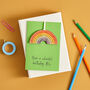 Personalised Kids Colouring In Rainbow Birthday Card, thumbnail 1 of 3
