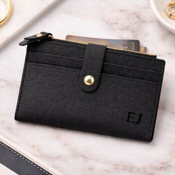 Personalised Ellie Small Textured Faux Leather Zip Coin Purse Wallet, 2 of 5
