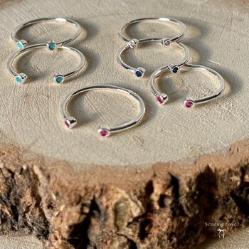 Silver Birthstone Stacking Rings Birthday Gifts, 2 of 9