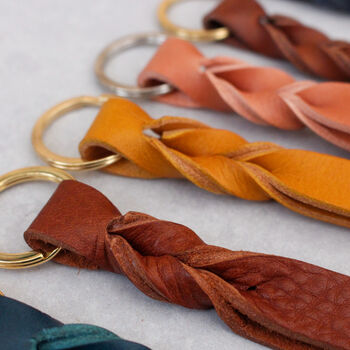 Personalised Leather Keyring With Twist Detail, 2 of 11