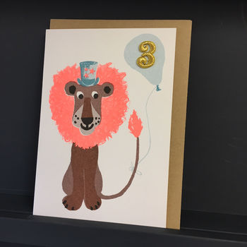 Handmade Lion 3rd Birthday Card, 2 of 4