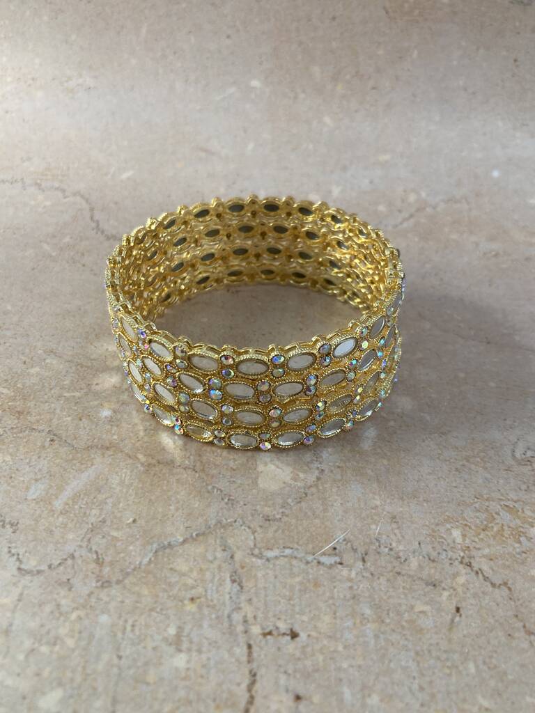 Afrin Mirror Work Bangle Set Size Two.Six Gold By SRCOLLECTION