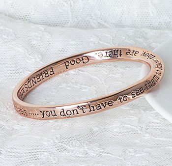 Good Friends Message Bangle Rose Gold Plated, 3 of 5