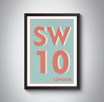 Sw10 Chelsea London Postcode Typography Print, 8 of 10