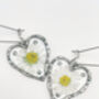 Heart Earrings With Daisy Flowers And Silver Beads, thumbnail 5 of 10