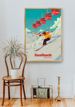 Saalbach Skicircus Austria Travel Poster Art Print, 5 of 8