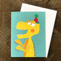 Mini Party Dinosaur Greetings Card, thumbnail 3 of 5