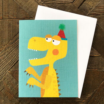 Mini Party Dinosaur Greetings Card, 3 of 5