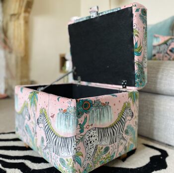 Footstool With Storage In Magical Pink Velvet, 3 of 3