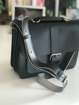 Black Leather Messenger Bag, 3 of 6
