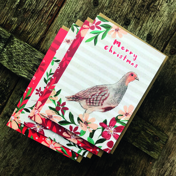 Festive Partridge Bird Christmas Card Blank Inside, 4 of 5