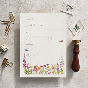 Wildflower Letters Ready To Write Party Invitations, 8 of 9