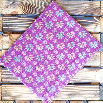 Upcycled Purple Floral Sari Vintage Kantha Clutch Bag, 2 of 6
