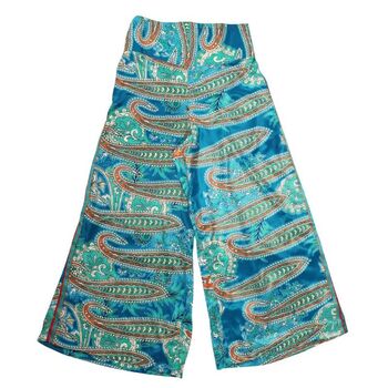 'Lennon' Turquoise And Pink Paisley Palazzo Trousers, 4 of 4