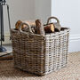 Square Rattan Log Basket With Handles, thumbnail 1 of 3