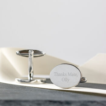 Personalised Polished Silver Plated Oval Cufflinks, 4 of 8