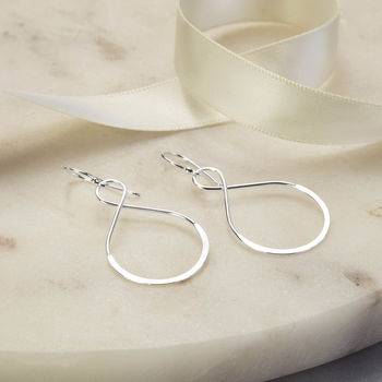 Sterling Silver Wire Teardrop Dangly Earrings, 2 of 4