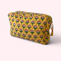 Xl Toiletry Bag | Quilted Cotton Large Wash Bag | Yellow Flower Block Print, thumbnail 1 of 4