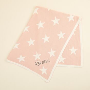 Personalised Pink Star Intarsia Blanket, 2 of 7