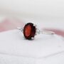 Genuine Garnet Oval Ring In Sterling Silver, thumbnail 6 of 11