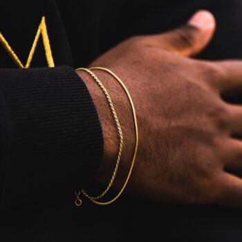 Thin Gold Plated Rope Bracelet For Men, 2 of 11