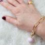Rosy Glass Bead Gold Plated Chain Bracelet, thumbnail 3 of 7