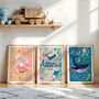 Personalised Blue Sea Life Name Print | Under The Sea Nursery Wall Art | Ocean Baby Gift, thumbnail 2 of 7