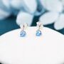 Extra Tiny Aquamarine Blue Cz Stud Earrings, thumbnail 3 of 10